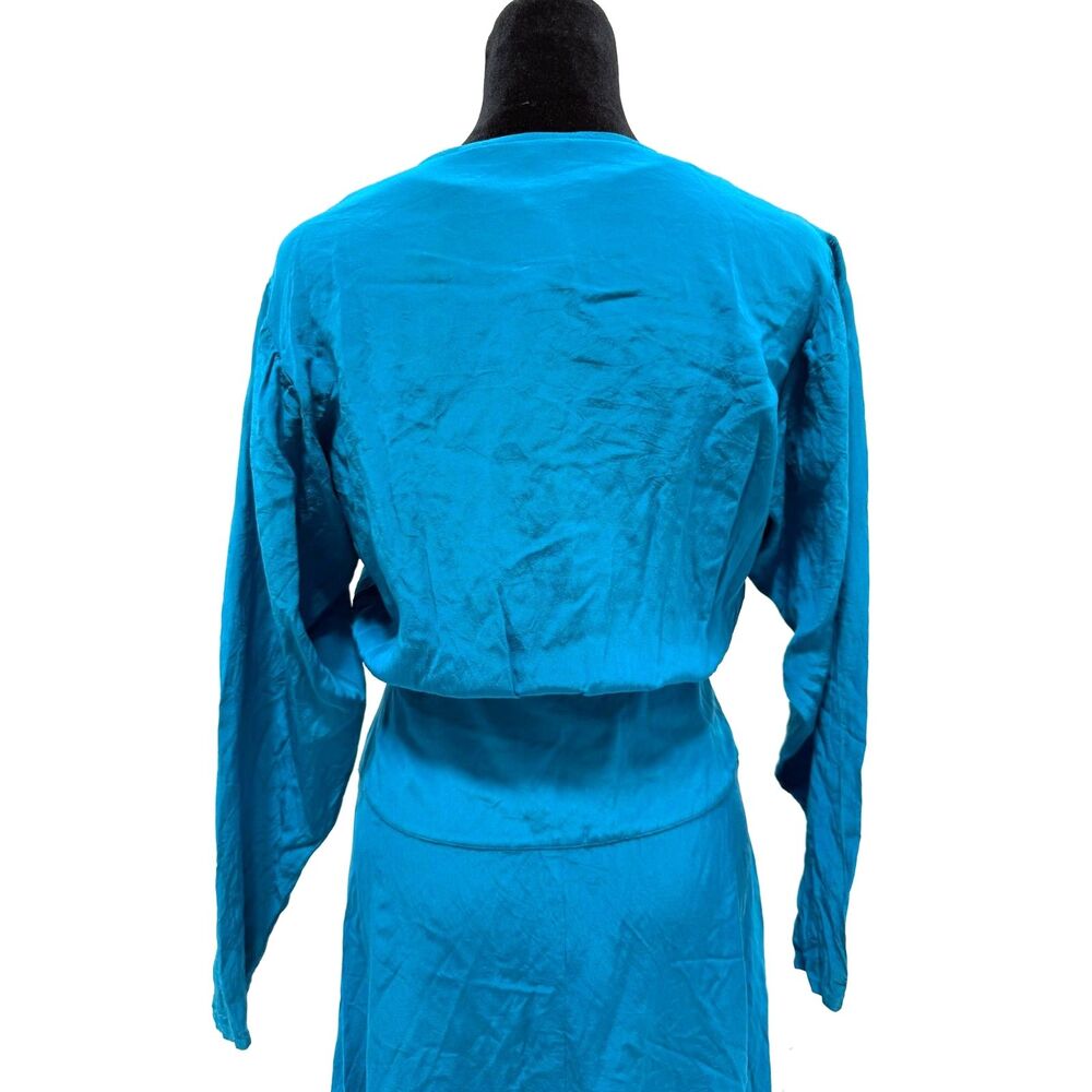 Cybèle teal silk wrap like midi dress - Picture 5 of 7